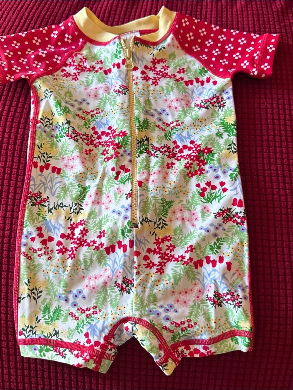 Hanna Andersson floral swim romper, vguc size 60